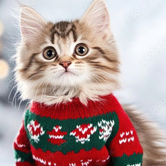 Turtle neck Knitted Sweater with Christmas Pattern for cats