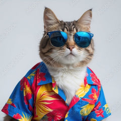 Hawaiian Floral Print Summer Shirt for cats