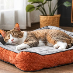 Cozy Faux Fur Bolster Cat Bed Rectangular